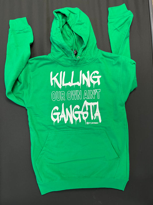 Green Hoodie White Letters