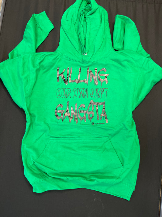 Green Hoodie Black Letters